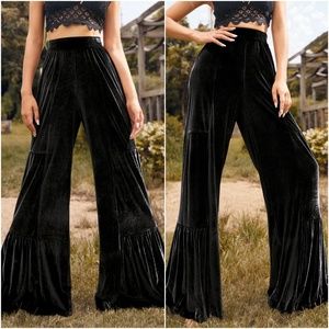 Luxurious Velvet Bell Bottom Ruffle Pants